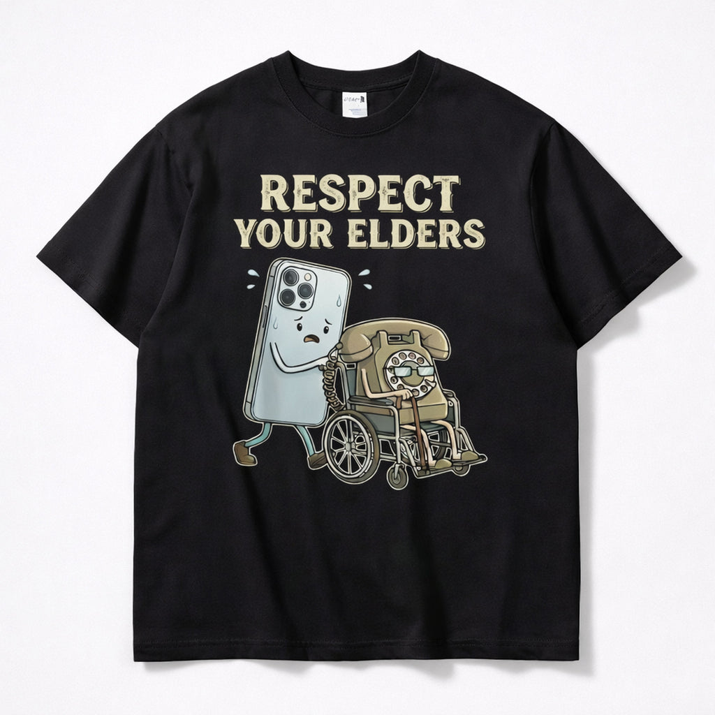 Respect Your Elders Funny Graphic Tee front print product photo 03 | Diya Glow