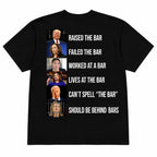 Bar Lineup political meme graphic tee black back print flat lay