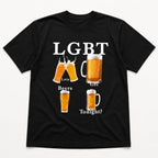 LGBT Let's Get Beers Tonight funny beer graphic tee black front flat lay