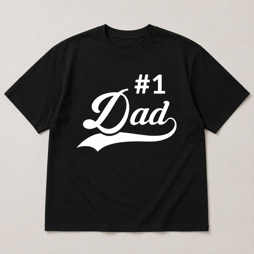 #1 Dad Father's Day graphic tee black front flat lay