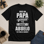 Eres Un Papa Genial Mejor Abuelo Spanish dad grandpa graphic tee black front flat lay