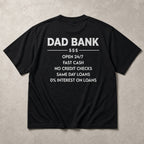Dad Bank funny dad graphic tee black back print flat lay