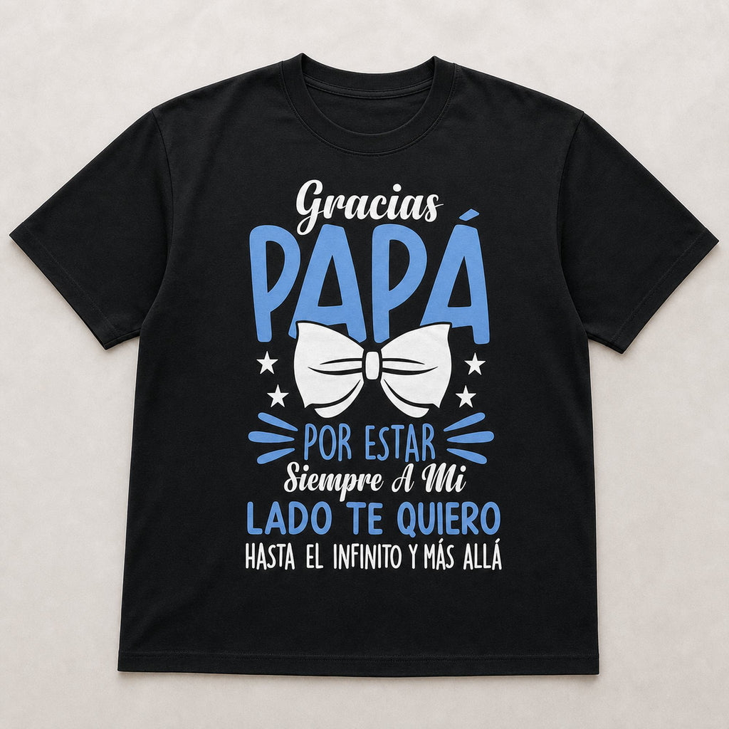 Gracias Papa Siempre A Mi Lado Spanish dad graphic tee black front flat lay
