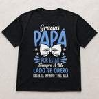 Gracias Papa Siempre A Mi Lado Spanish dad graphic tee black front flat lay