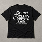 Grumpy Fucker's Club funny graphic tee black front print flat lay