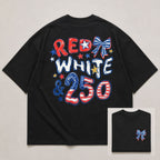 Red White & 250 Patriotic Graphic Tee front print product photo 03 | Diya Glow