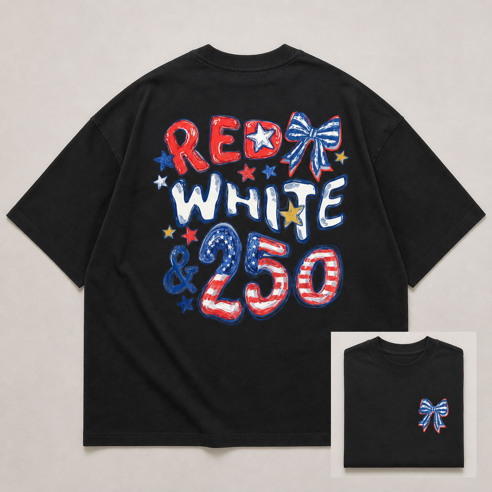 Red White & 250 Patriotic Graphic Tee front print product photo 03 | Diya Glow
