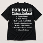 For Sale Vintage Husband funny graphic tee black back print flat lay