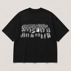 Jesus Among the Crowd black Christian graphic tee front print flat lay