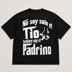 Padrino Pride Spanish graphic tee black true back flat lay