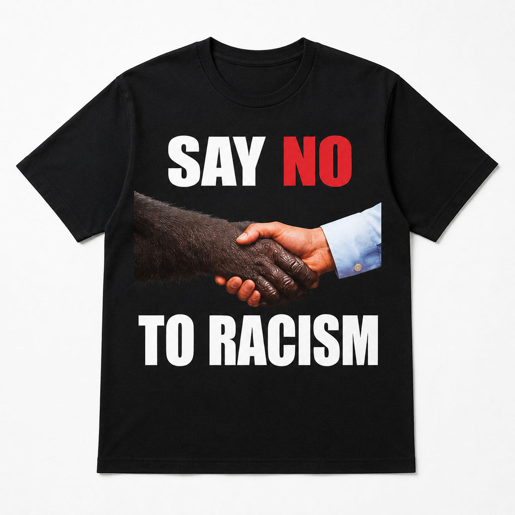 Say No To Racism anti-racism graphic tee black front flat lay