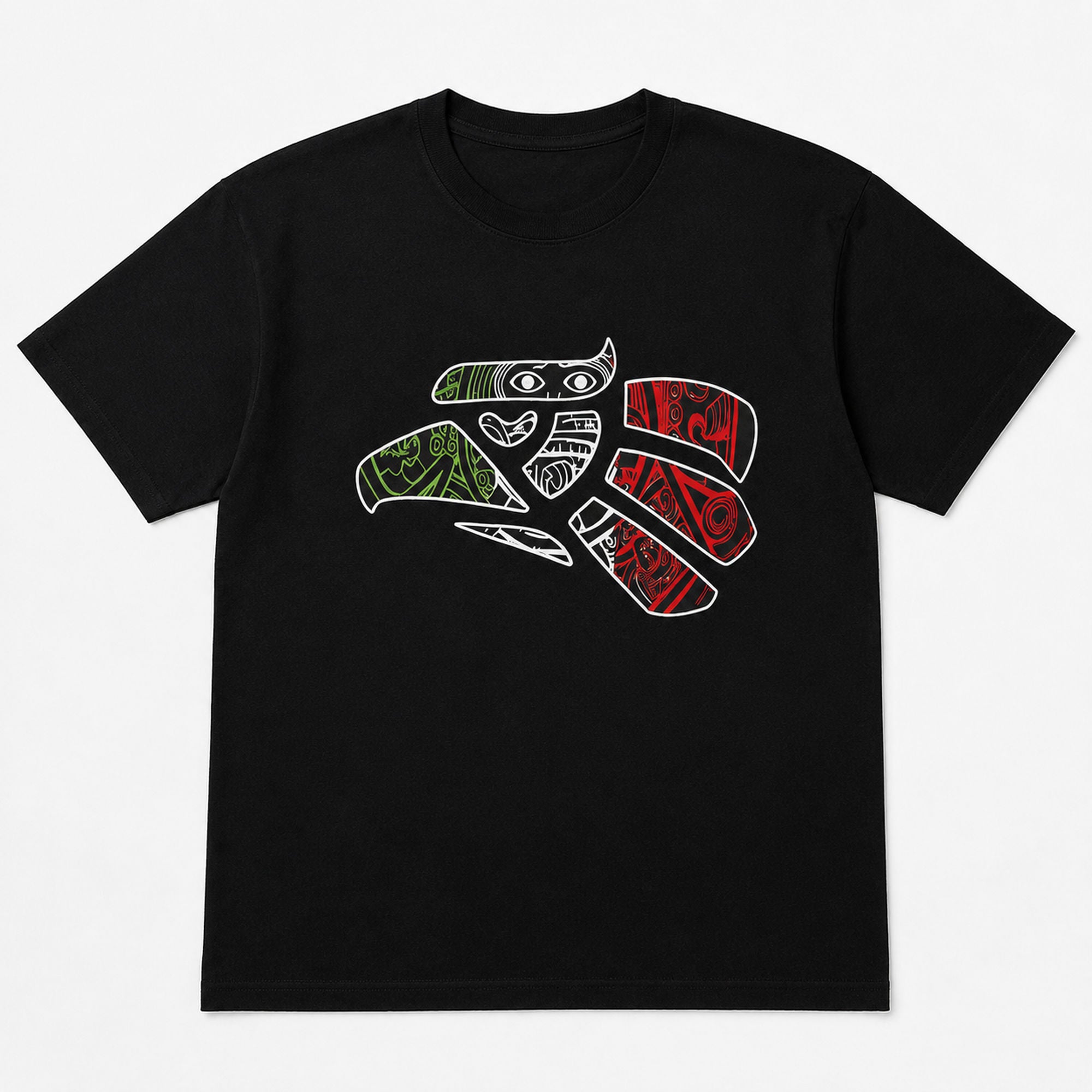 Mexican Eagle Heritage graphic tee black front print flat lay