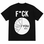 F*CK You pie chart funny graphic tee in black, front flat-lay view