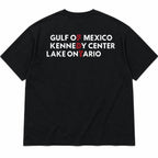 Gulf of Mexico Kennedy Center Lake Ontario FDT black graphic tee back-print flat lay