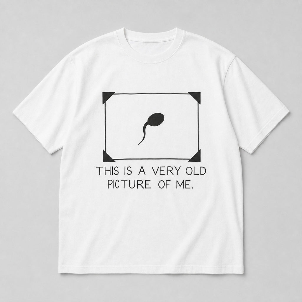 This Is a Very Old Picture of Me funny graphic tee white front print flat lay
