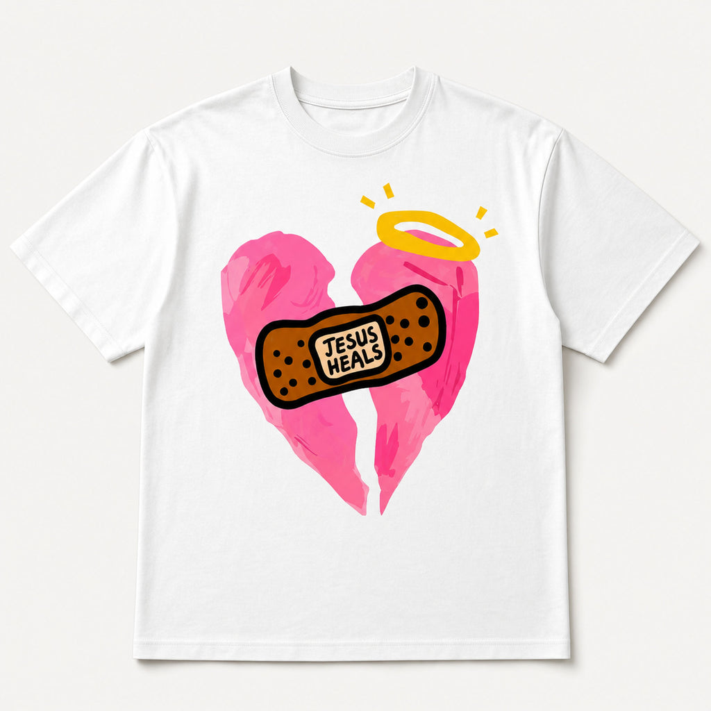 Jesus Heals Broken Heart faith graphic tee product photo 03 | Diya Glow