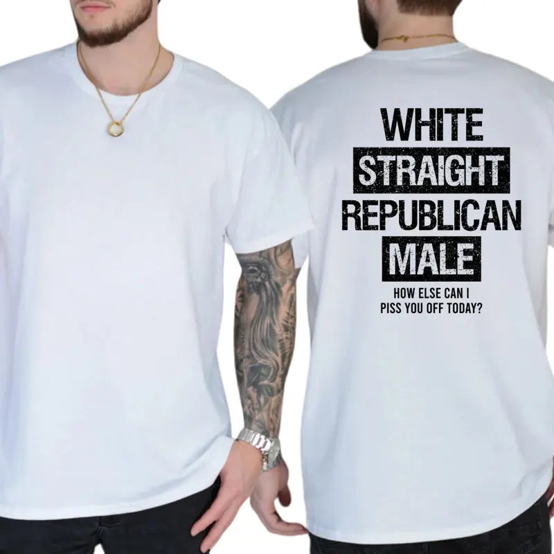 White Straight Republican Male Statement Graphic Tee | 03