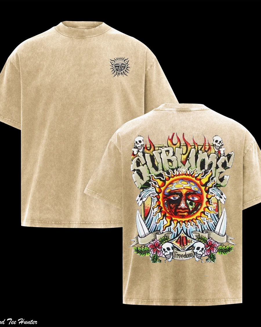 Sun Skull Vintage-Wash Grafik-T-Shirt