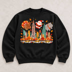 New York Holiday Parade Skyline Graphic Sweatshirt and Tee black front print flat lay