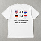 Just A Scoreboard soccer humor graphic tee white back print flat lay