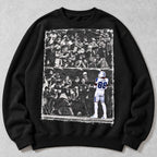 Lamb 88 Stadium Crowd Football Graphic Sweatshirt and Tee black front print flat lay