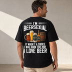 I'm Beersexual funny beer lover tee black oversized back print three-quarter rear male model
