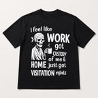 Work Got Custody skeleton coffee graphic tee black front flat lay