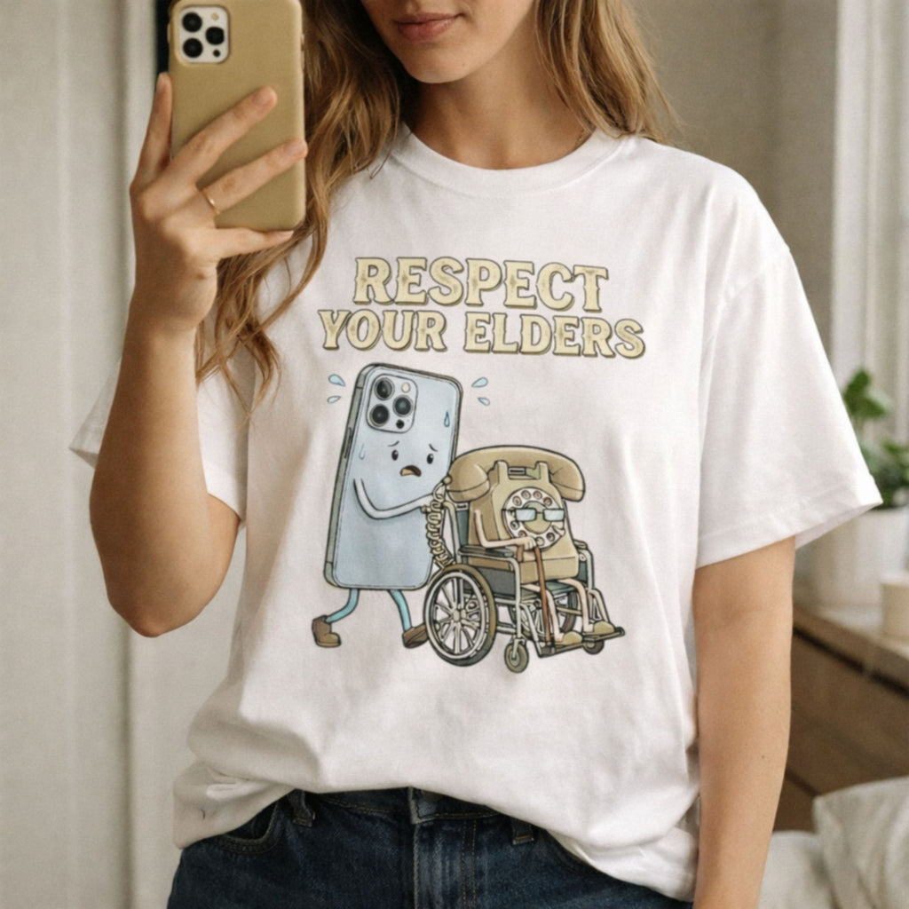 Respect Your Elders Funny Graphic Tee front print product photo 04 | Diya Glow