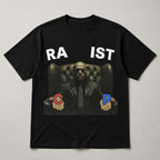 RA IST Red Blue Choice meme graphic tee black front flat lay
