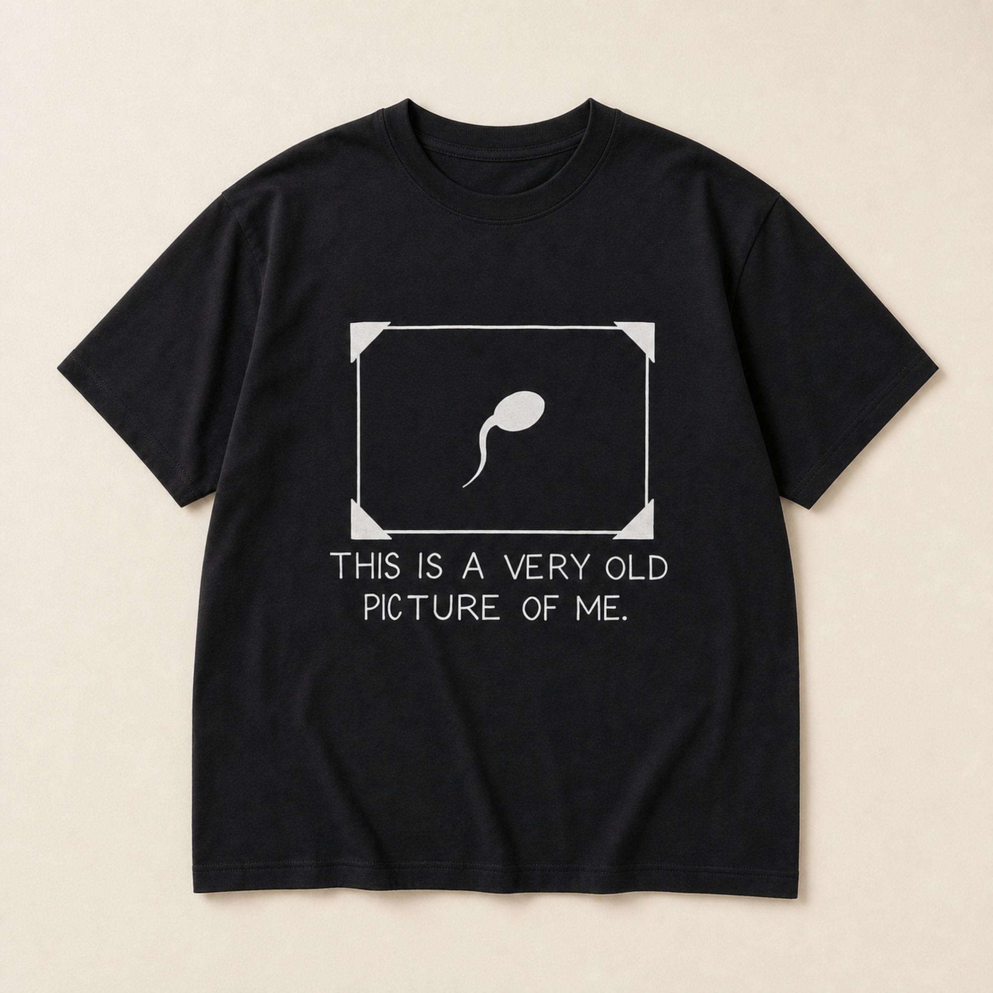 This Is a Very Old Picture of Me funny graphic tee black front print flat lay