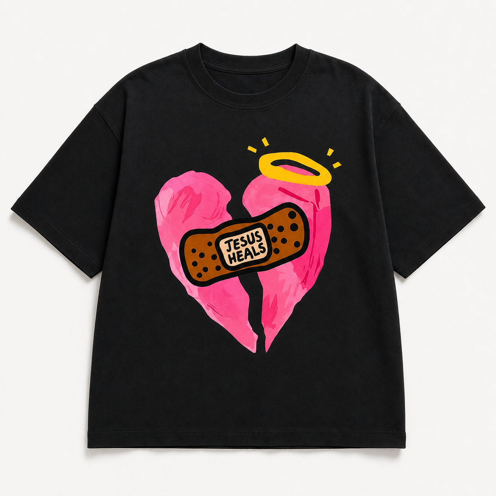 Jesus Heals Broken Heart faith graphic tee product photo 04 | Diya Glow
