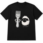 Fork Ewe cute sheep pun graphic tee black back flat lay