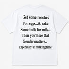 Get Some Roosters And Bulls funny country graphic tee white back print flat lay