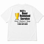 Bill's Beer Removal Service funny graphic tee white back flat lay
