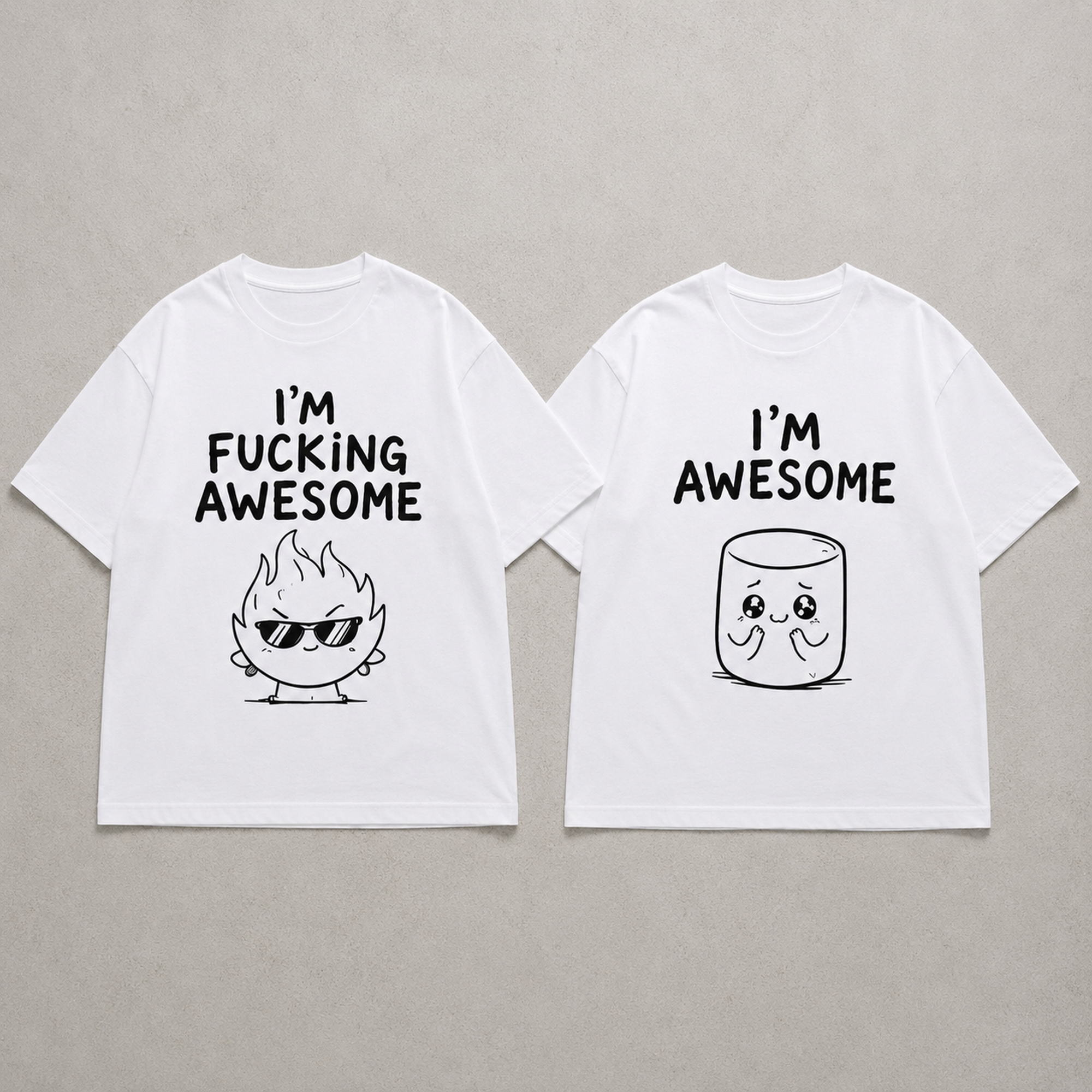I'm Awesome matching couple adult humor graphic tee white front flat lay