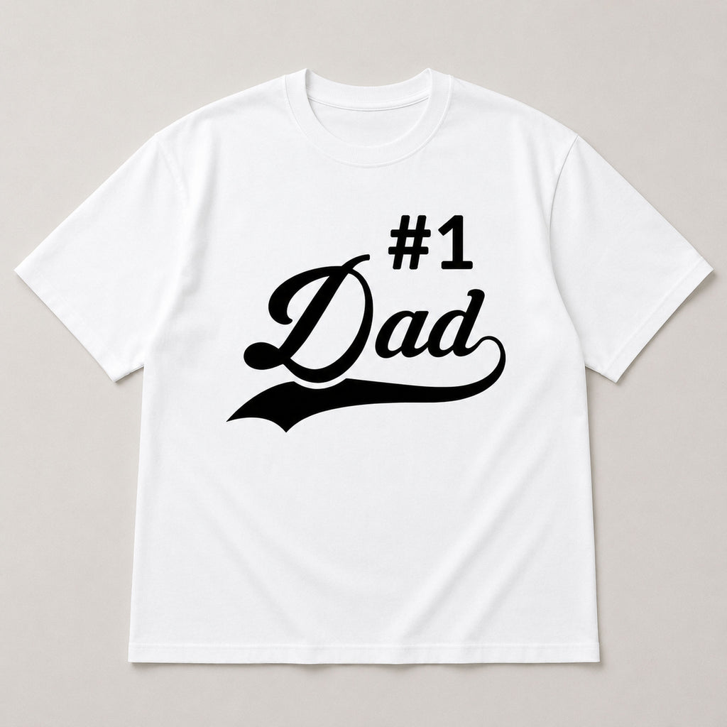 #1 Dad Father's Day graphic tee white front flat lay