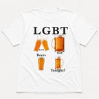 LGBT Let's Get Beers Tonight funny beer graphic tee white front flat lay