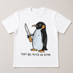 Flight Was Never An Option penguin graphic tee white front flat lay