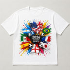 2026 Soccer World soccer fan graphic tee white flat lay