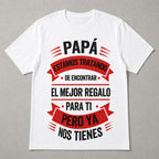 Papa Ya Nos Tienes Spanish dad gift graphic tee white front flat lay