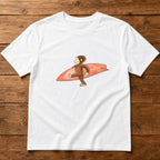 Surfing Monkey funny graphic tee white front flat lay