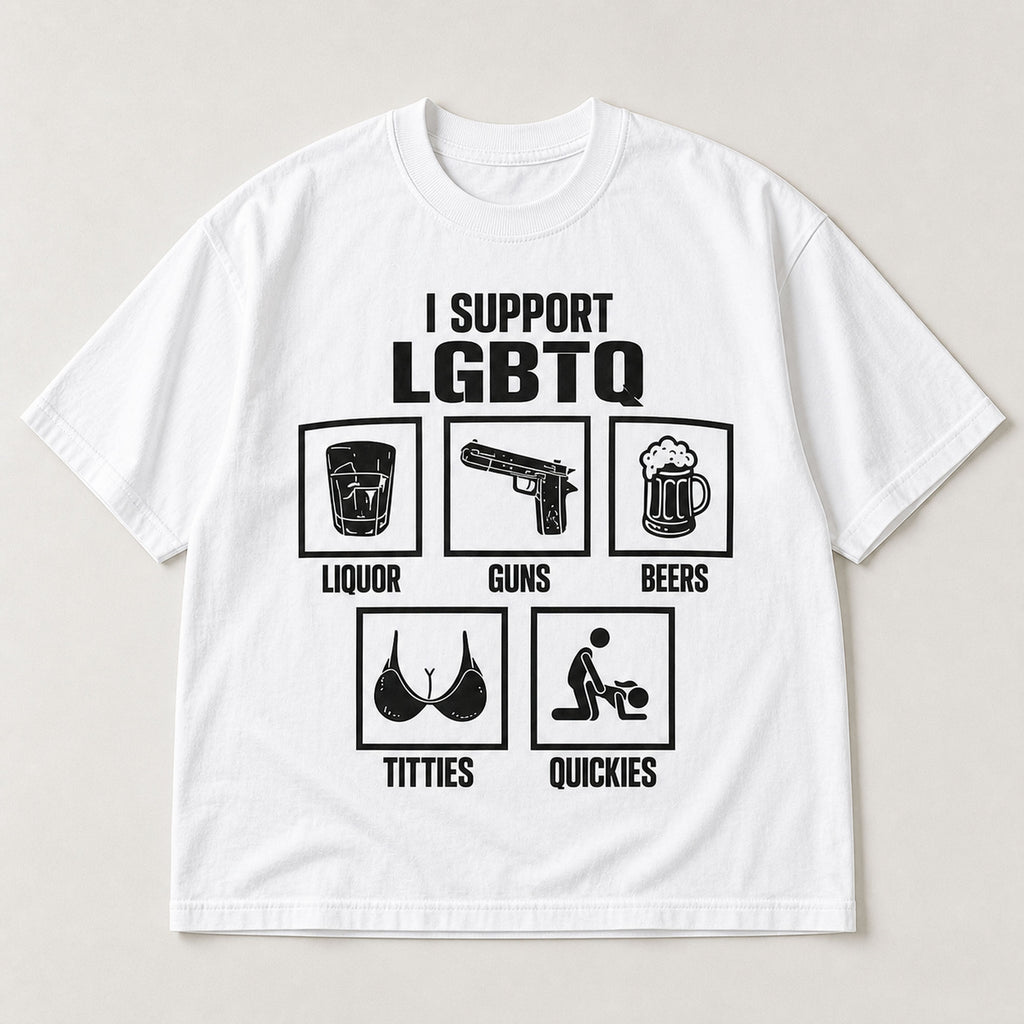 I Support LGBTQ Funny Graphic Tee front print product photo 04 | Diya Glow