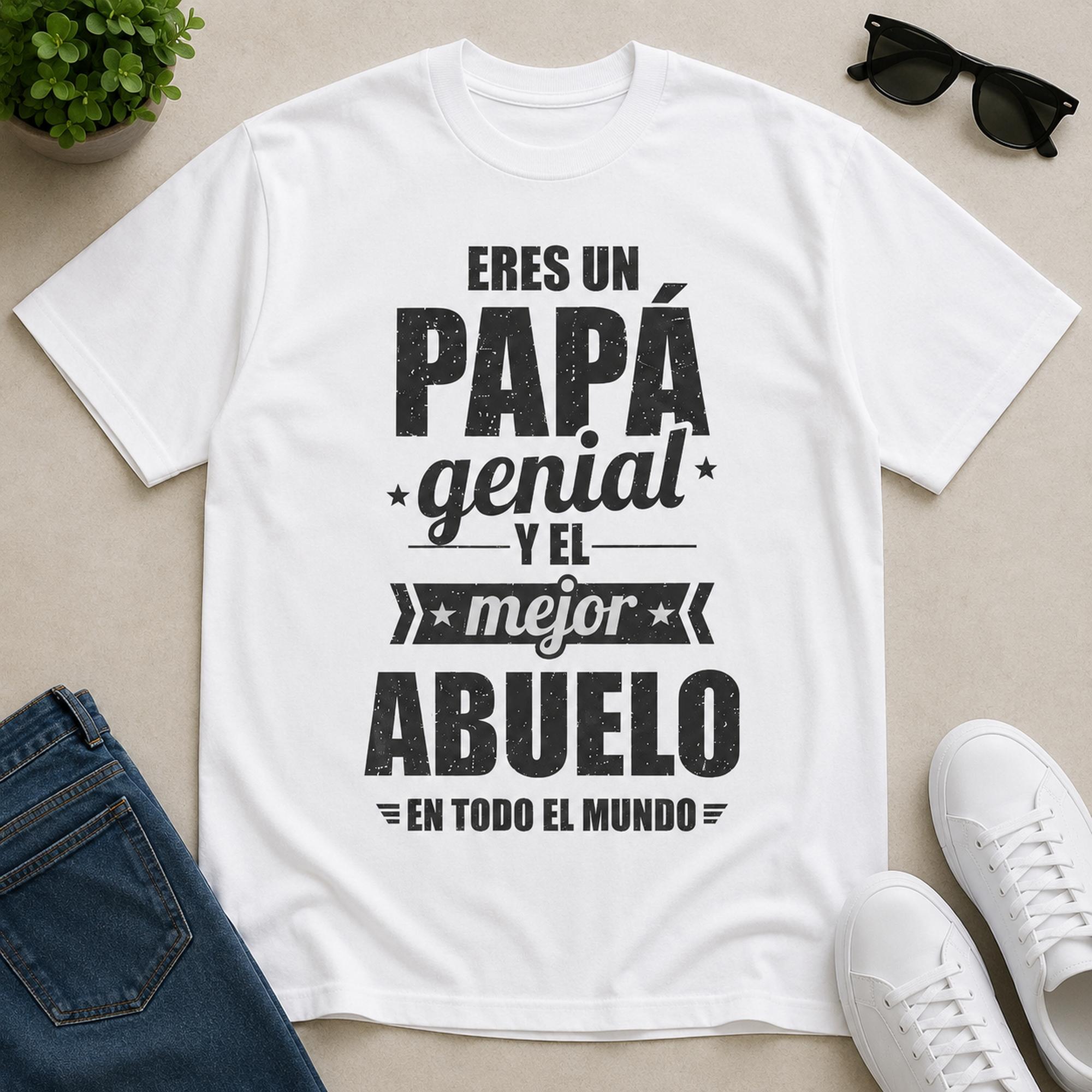 Eres Un Papa Genial Mejor Abuelo Spanish dad grandpa graphic tee white front flat lay