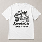 The Knuckle Sandwich Bar & Grill Funny Graphic Tee front print product photo 04 | Diya Glow