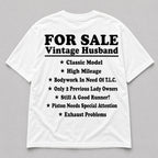 For Sale Vintage Husband funny graphic tee white back print flat lay