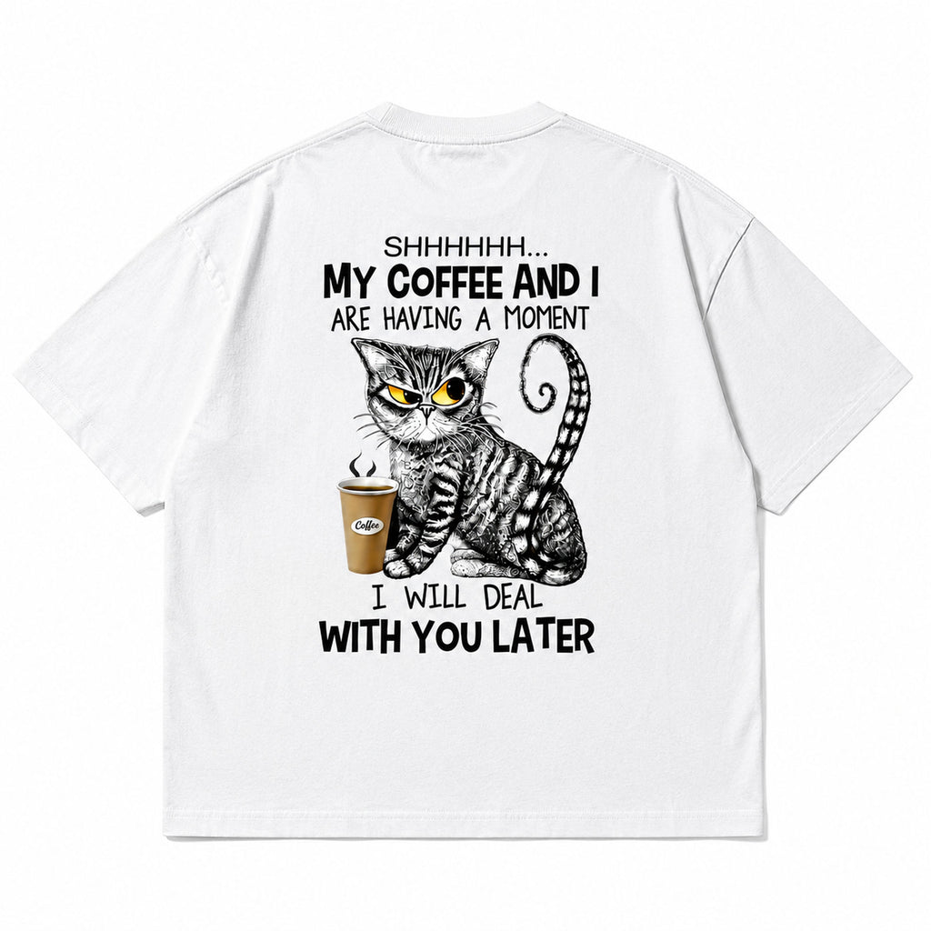 My Coffee and I coffee lover white T-shirt genuine back product view