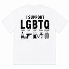 I Support LGBTQ funny back print graphic tee white back flat lay