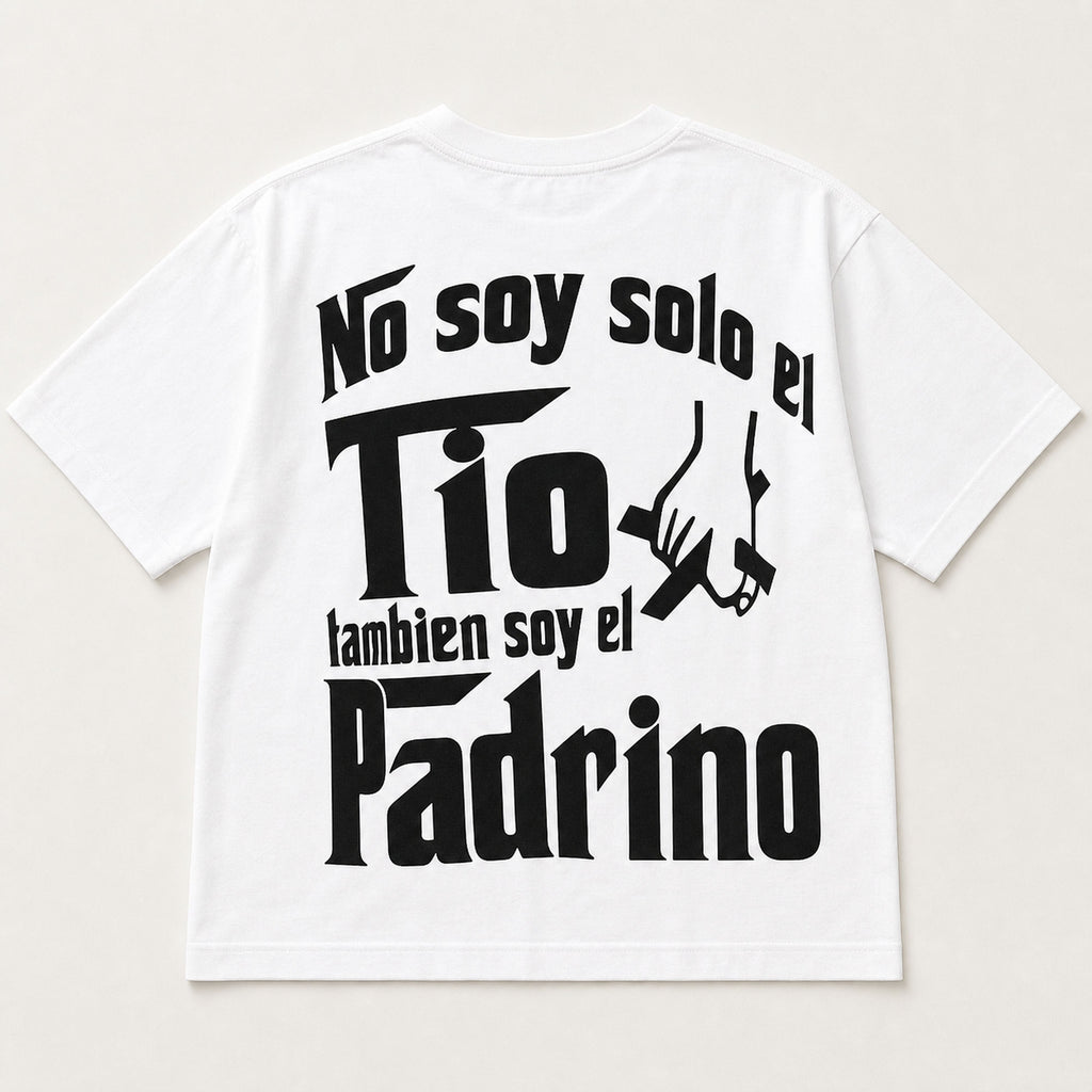 Padrino Pride Spanish graphic tee white true back flat lay
