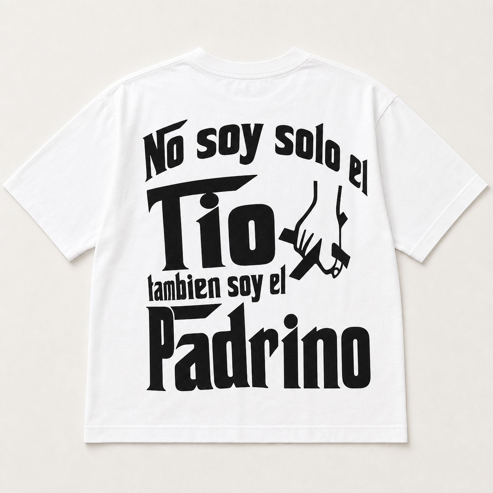 Padrino Pride Spanish graphic tee white true back flat lay