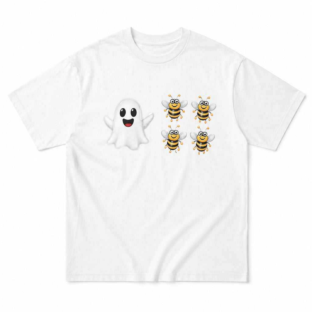 Boo Bees ghost and bees Halloween graphic tee white front flat lay